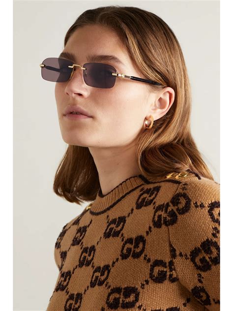 gucci round square-frame acetate sunglasses|Gucci rectangular sunglasses with chain.